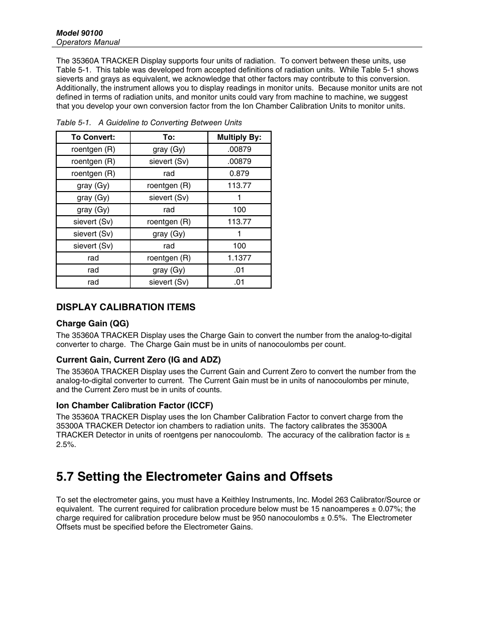 7 setting the electrometer gains and offsets | Fluke TRACKERTM 90100 User Manual | Page 52 / 60