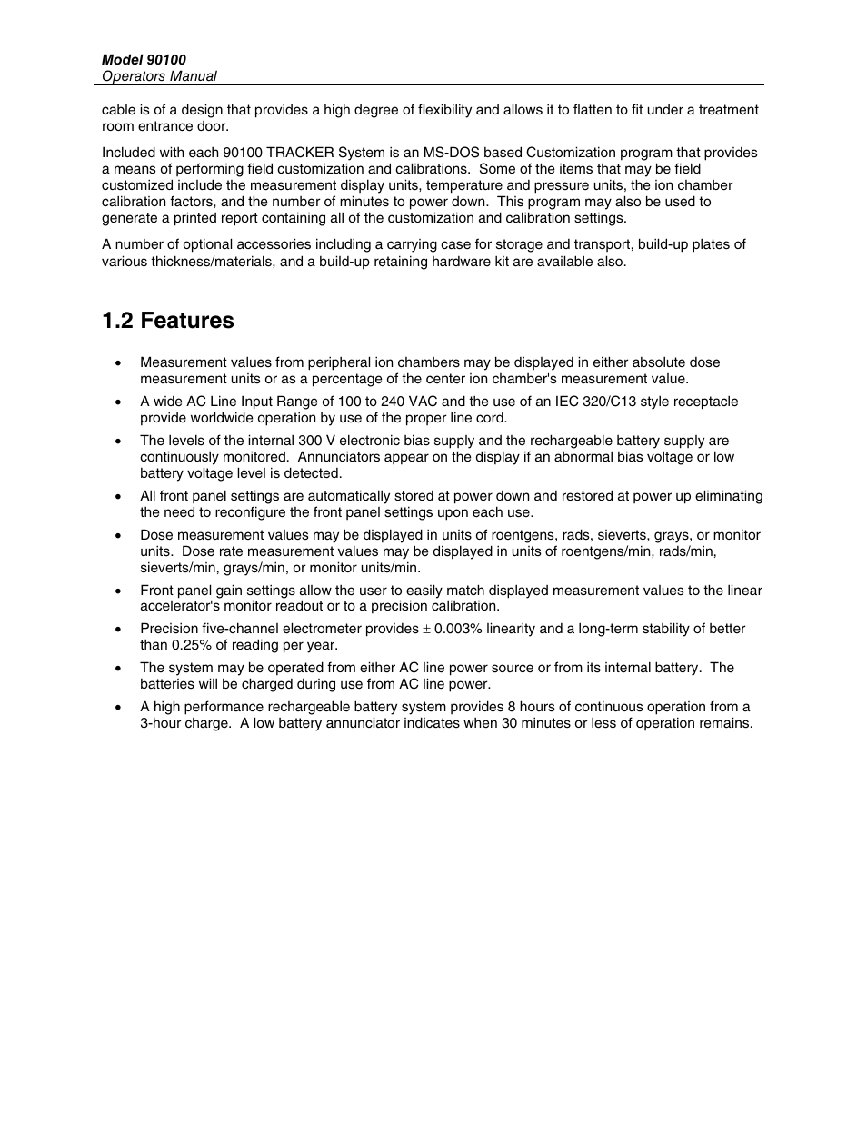 2 features | Fluke TRACKERTM 90100 User Manual | Page 6 / 60