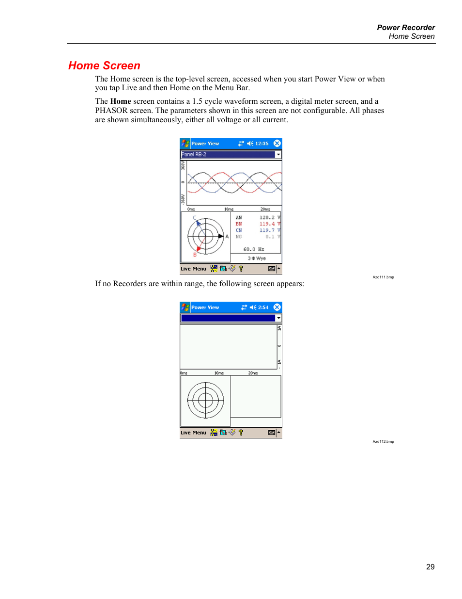 Home screen | Fluke 1750 User Manual | Page 37 / 60