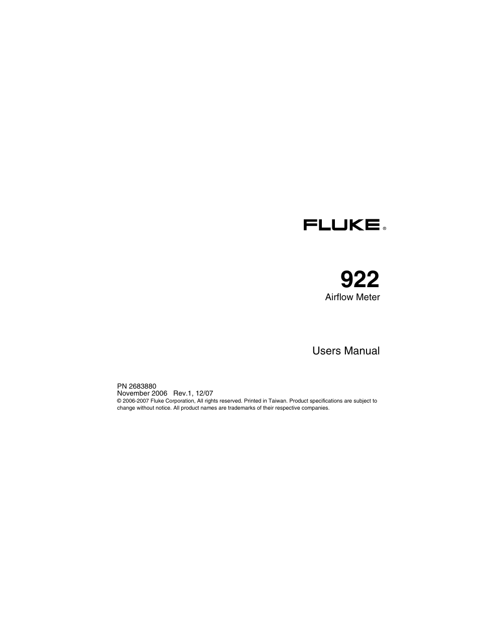 Fluke 922 User Manual | 34 pages