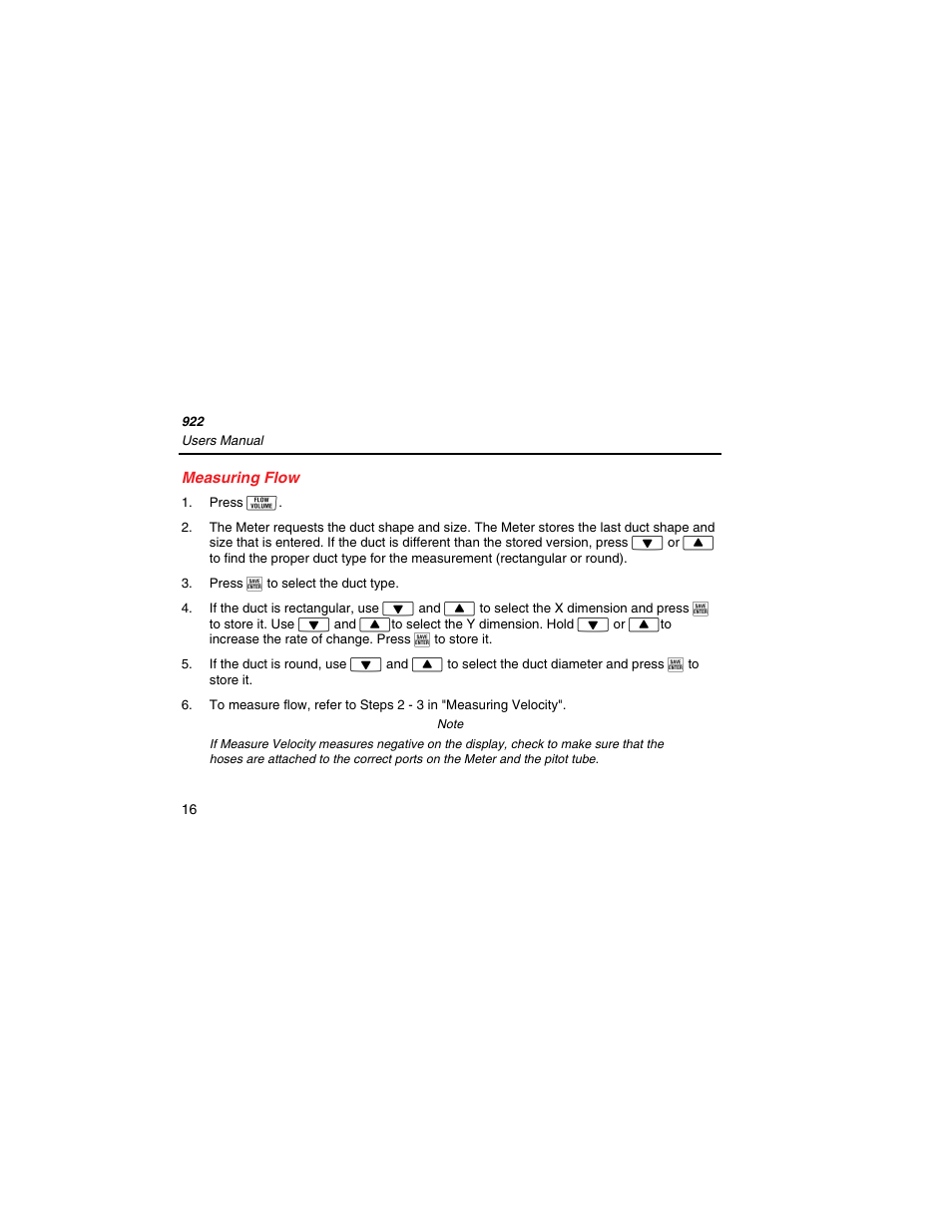 Measuring flow | Fluke 922 User Manual | Page 24 / 34