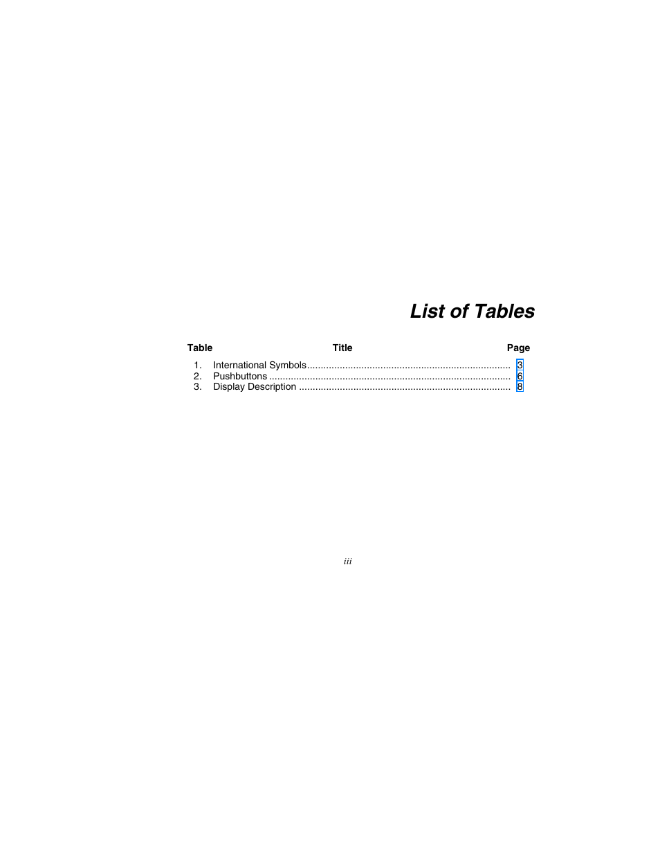 List of tables | Fluke 922 User Manual | Page 5 / 34