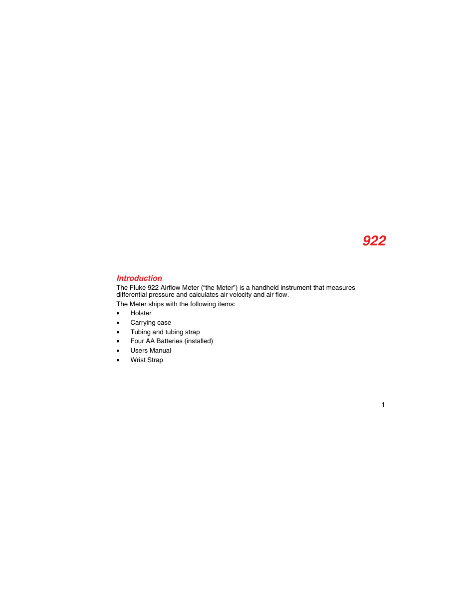 Introduction | Fluke 922 User Manual | Page 9 / 34