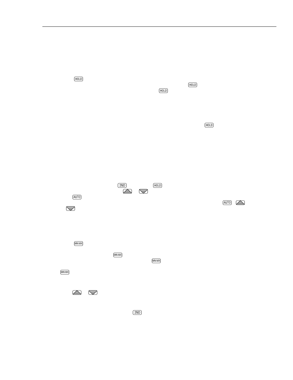 Hold (touch hold) modifier, Mn mx (minimum maximum) modifier, Using function modifiers in combination | Fluke 45 User Manual | Page 40 / 122