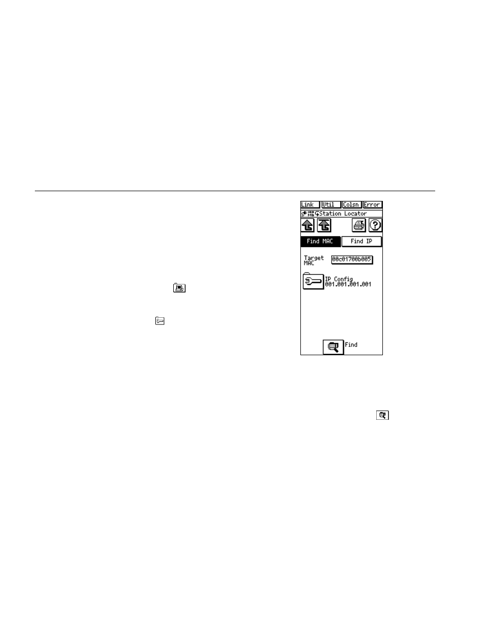 Station locator, Find mac | Fluke Series II User Manual | Page 81 / 127