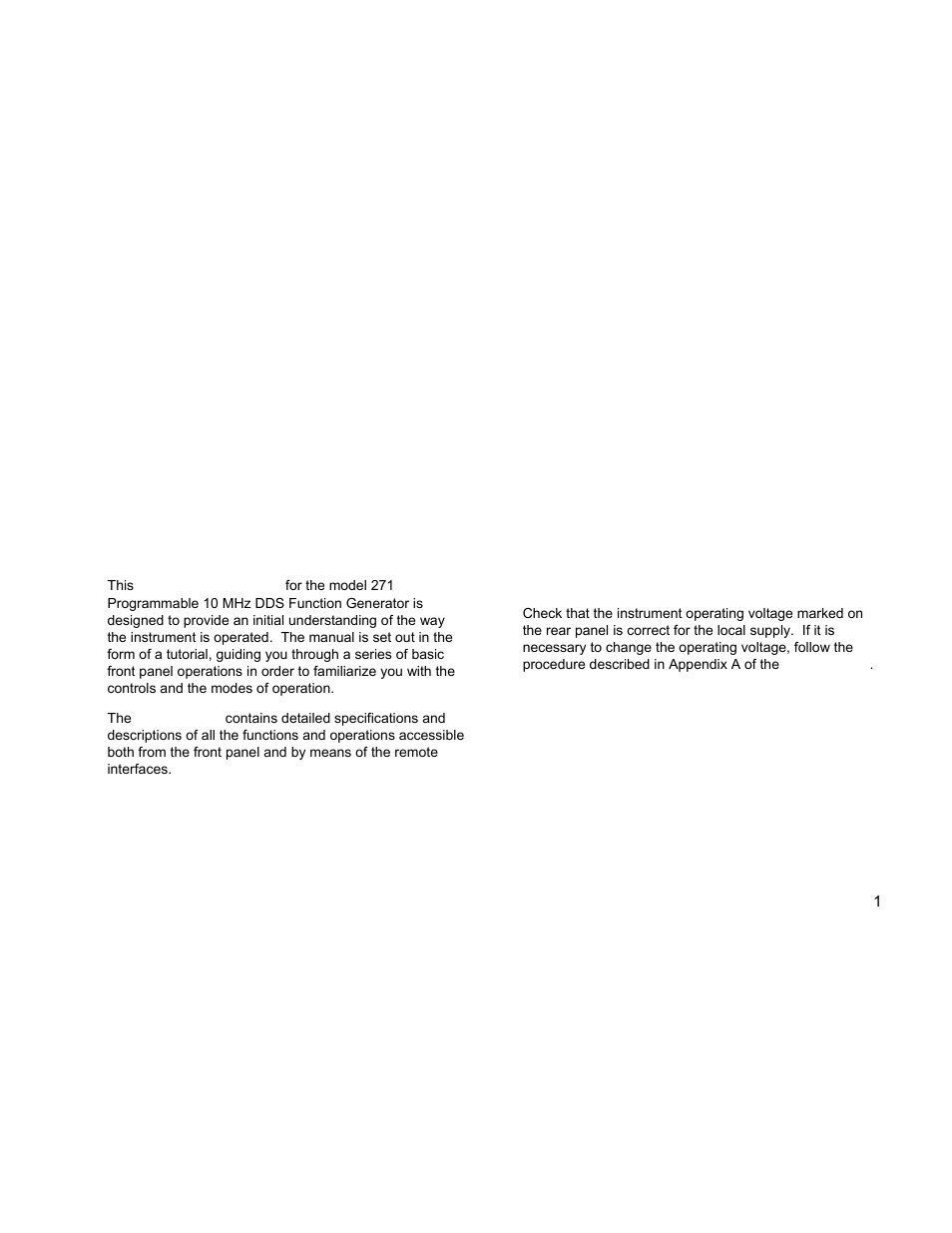 Introduction, Before you start, Mains supply voltage | Externally applied voltages, Getting started | Fluke DDS Function Generator 271 User Manual | Page 11 / 34