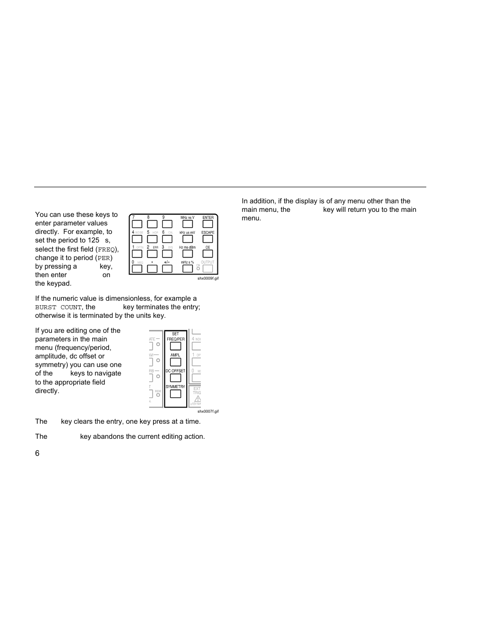 Numeric, units and set keys, Mode keys | Fluke DDS Function Generator 271 User Manual | Page 16 / 34