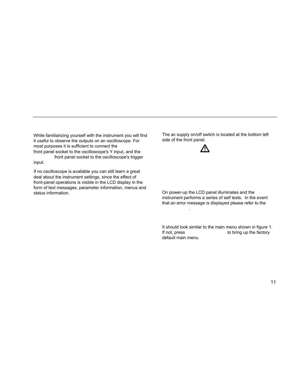 Starting up, Generating continuous signals, Using the instrument | Fluke DDS Function Generator 271 User Manual | Page 21 / 34