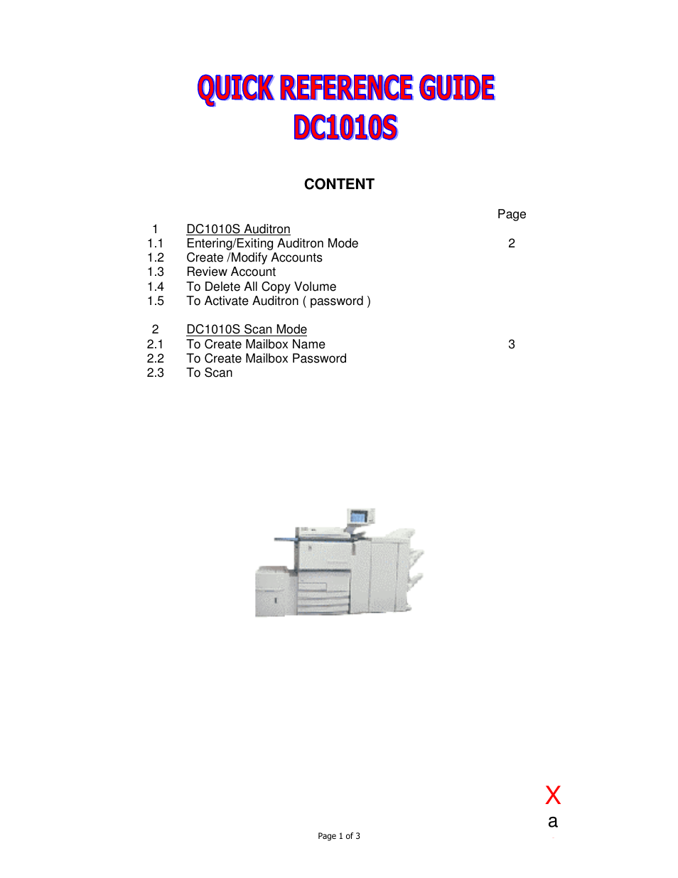 Fujix AUDITRON DC1010S User Manual | 3 pages
