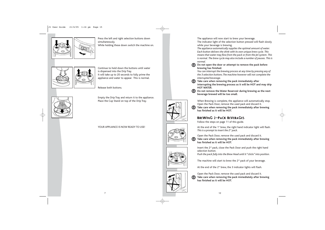 Brewing 2-pack beverages | FLAVIA Beverage Systems Flavia Coffeemaker User Manual | Page 8 / 10