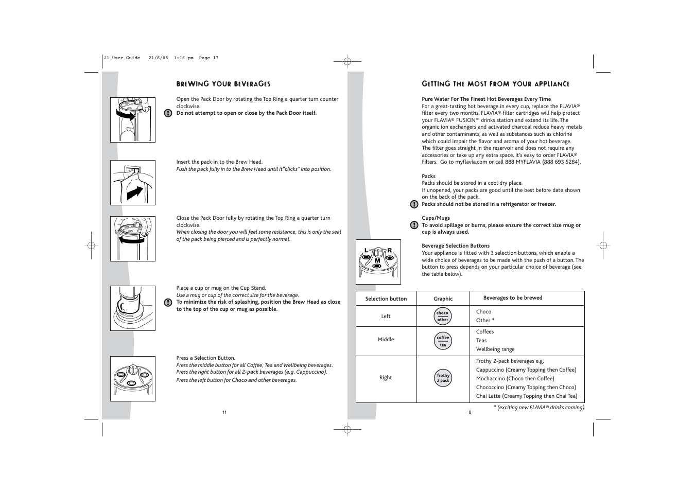 FLAVIA Beverage Systems Flavia Coffeemaker User Manual | Page 9 / 10