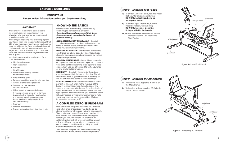 Important, Exercise guidelines, Knowing the basics | A complete exercise program | Fitness Quest 595r User Manual | Page 10 / 13