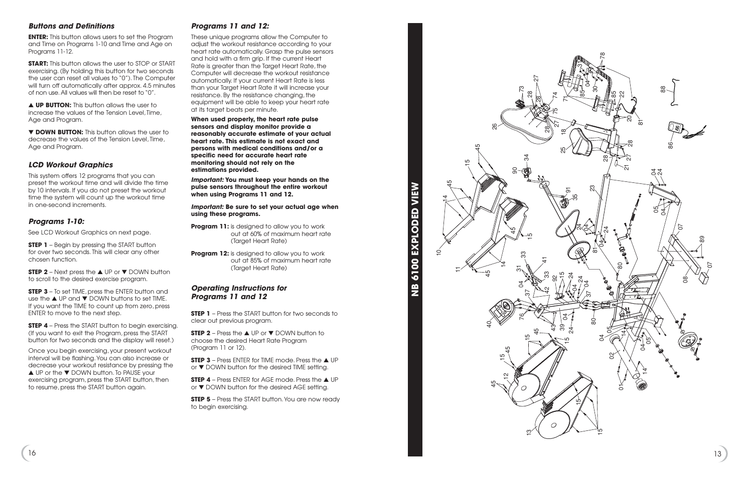 Nb 6100 exploded view | Fitness Quest 5K 6100 User Manual | Page 14 / 15