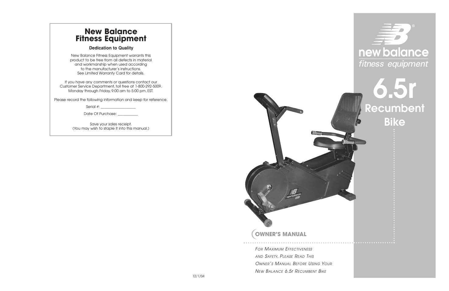 Fitness Quest 6.5r User Manual | 15 pages