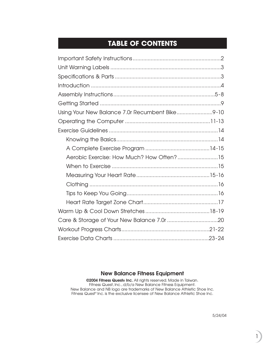 Fitness Quest 7.0r User Manual | Page 2 / 26