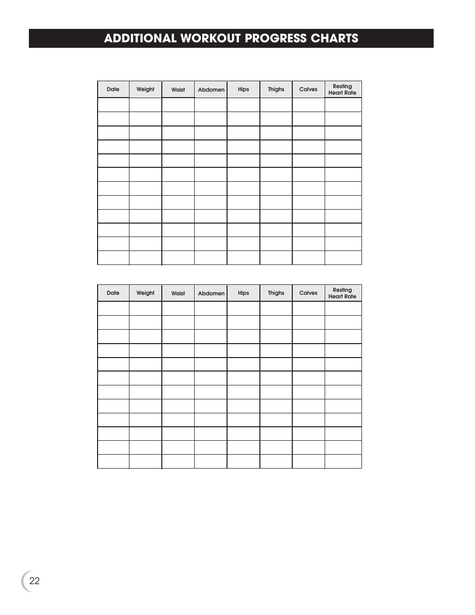 Additional workout progress charts | Fitness Quest 7.0r User Manual | Page 23 / 26