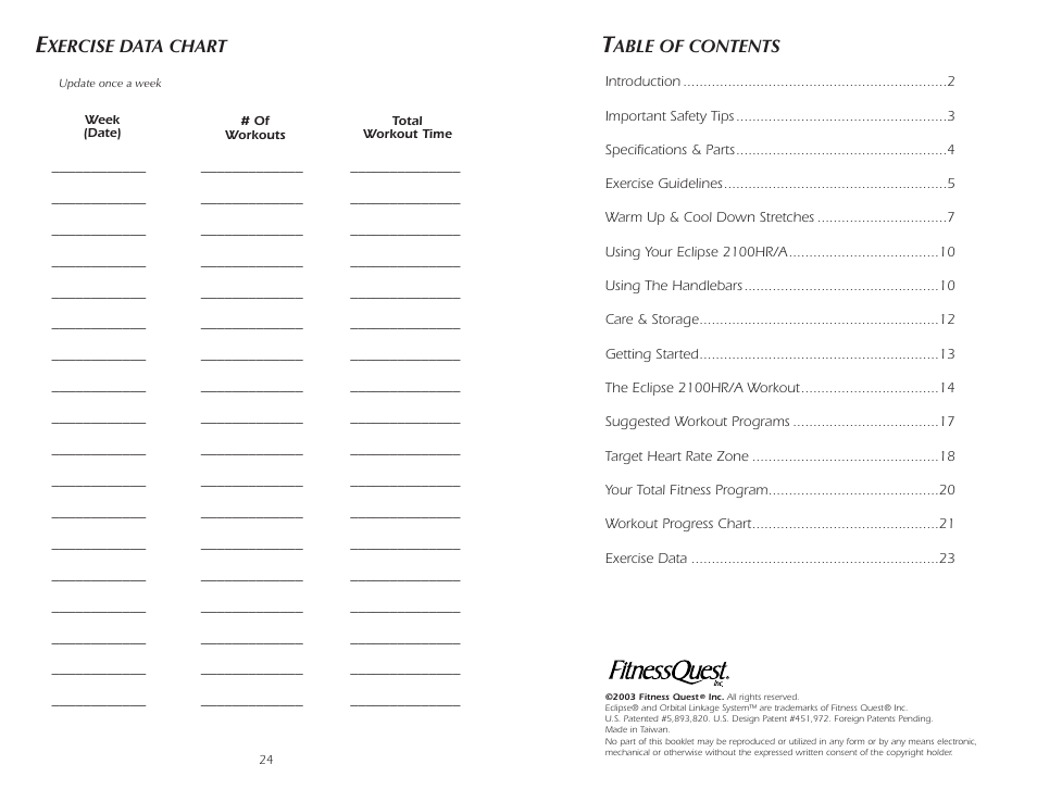 Fitness Quest 2100HR User Manual | Page 2 / 13