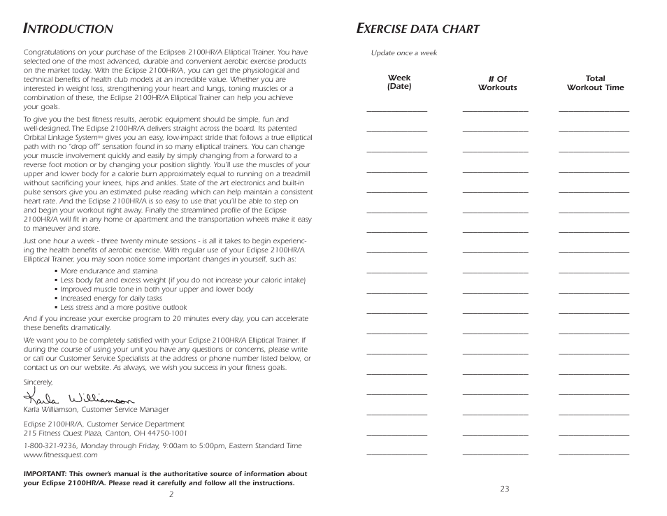 Fitness Quest 2100HR User Manual | Page 3 / 13