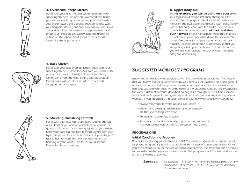 Uggested workout programs | Fitness Quest 2100HR User Manual | Page 9 / 13