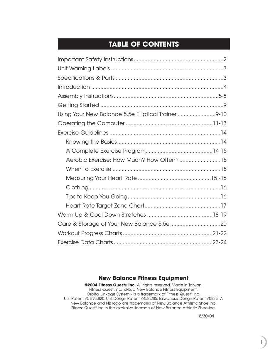 Fitness Quest 5.5e User Manual | Page 2 / 26