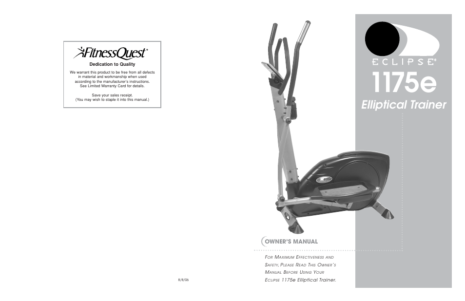 Fitness Quest 1175e User Manual | 13 pages