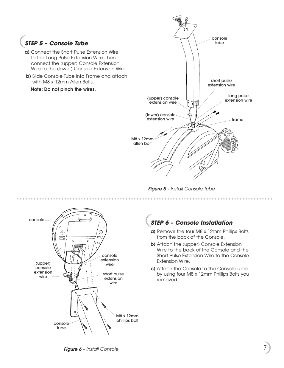 7step 5 – console tube, Step 6 – console installation | Fitness Quest 284 User Manual | Page 8 / 25