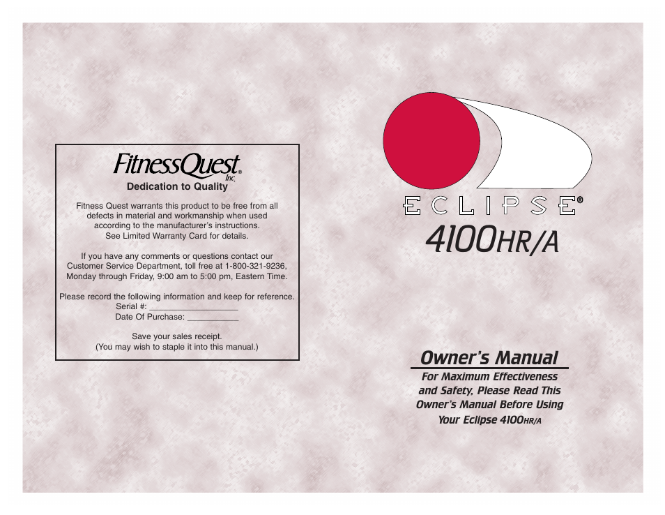 Fitness Quest 4100HR/A User Manual | 14 pages