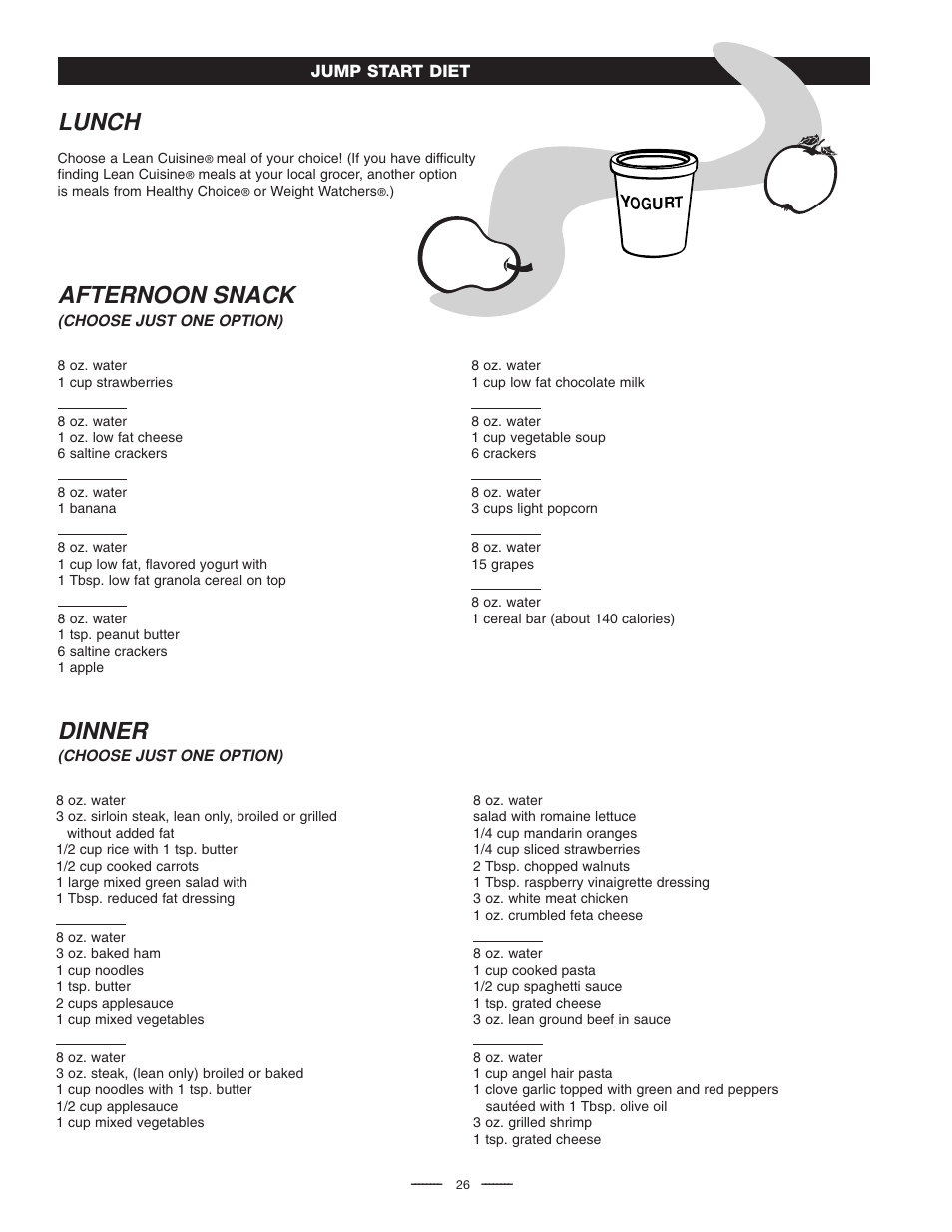 Dinner, Afternoon snack, Lunch | Fitness Quest Quest Ab Lounge XL System User Manual | Page 28 / 31
