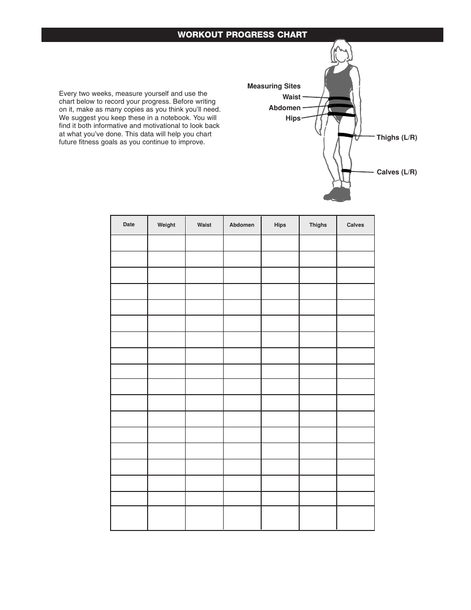 Workout progress chart | Fitness Quest Quest Ab Lounge XL System User Manual | Page 30 / 31