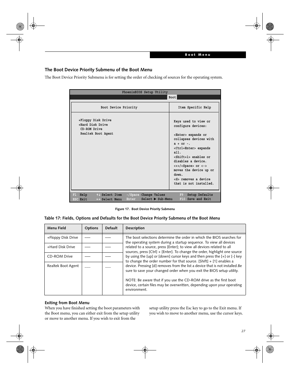 The boot device priority submenu of the boot menu | Fujitsu Siemens Computers LifeBook C2111 User Manual | Page 27 / 30