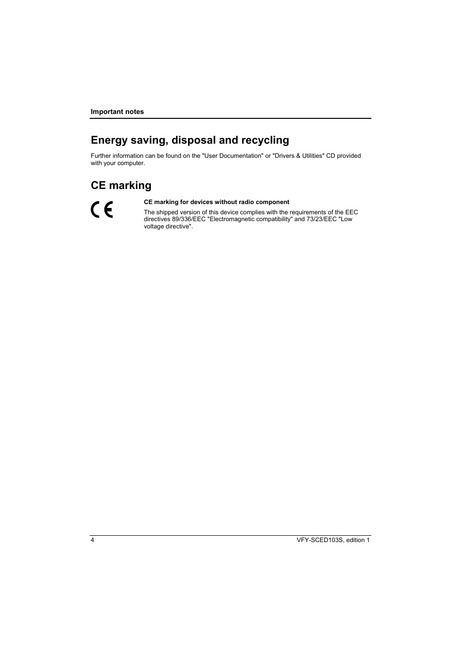 Energy saving, disposal and recycling, Ce marking | Fujitsu Siemens Computers X103 SFF User Manual | Page 12 / 49