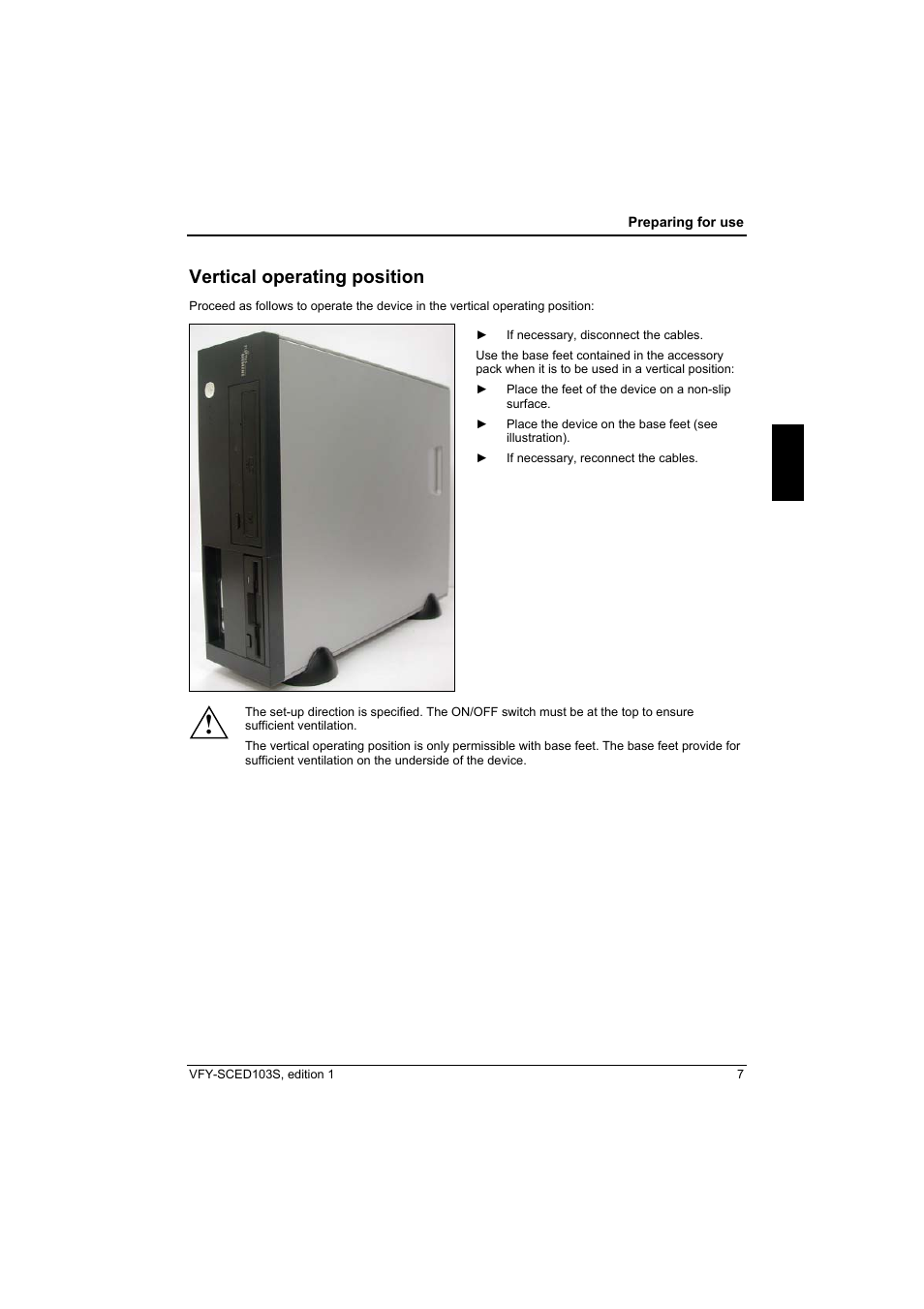 Vertical operating position | Fujitsu Siemens Computers X103 SFF User Manual | Page 15 / 49