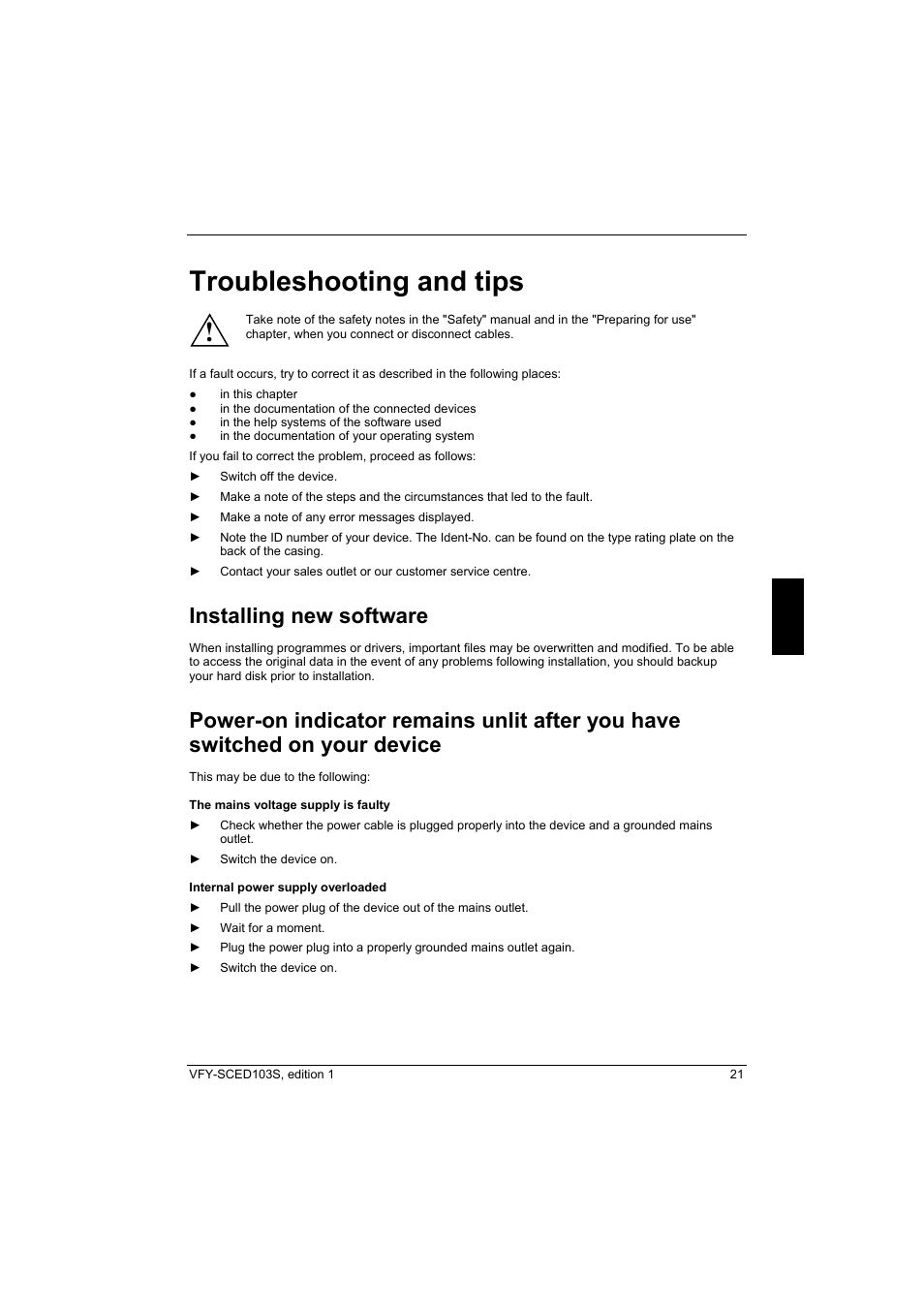 Troubleshooting and tips, Installing new software | Fujitsu Siemens Computers X103 SFF User Manual | Page 29 / 49