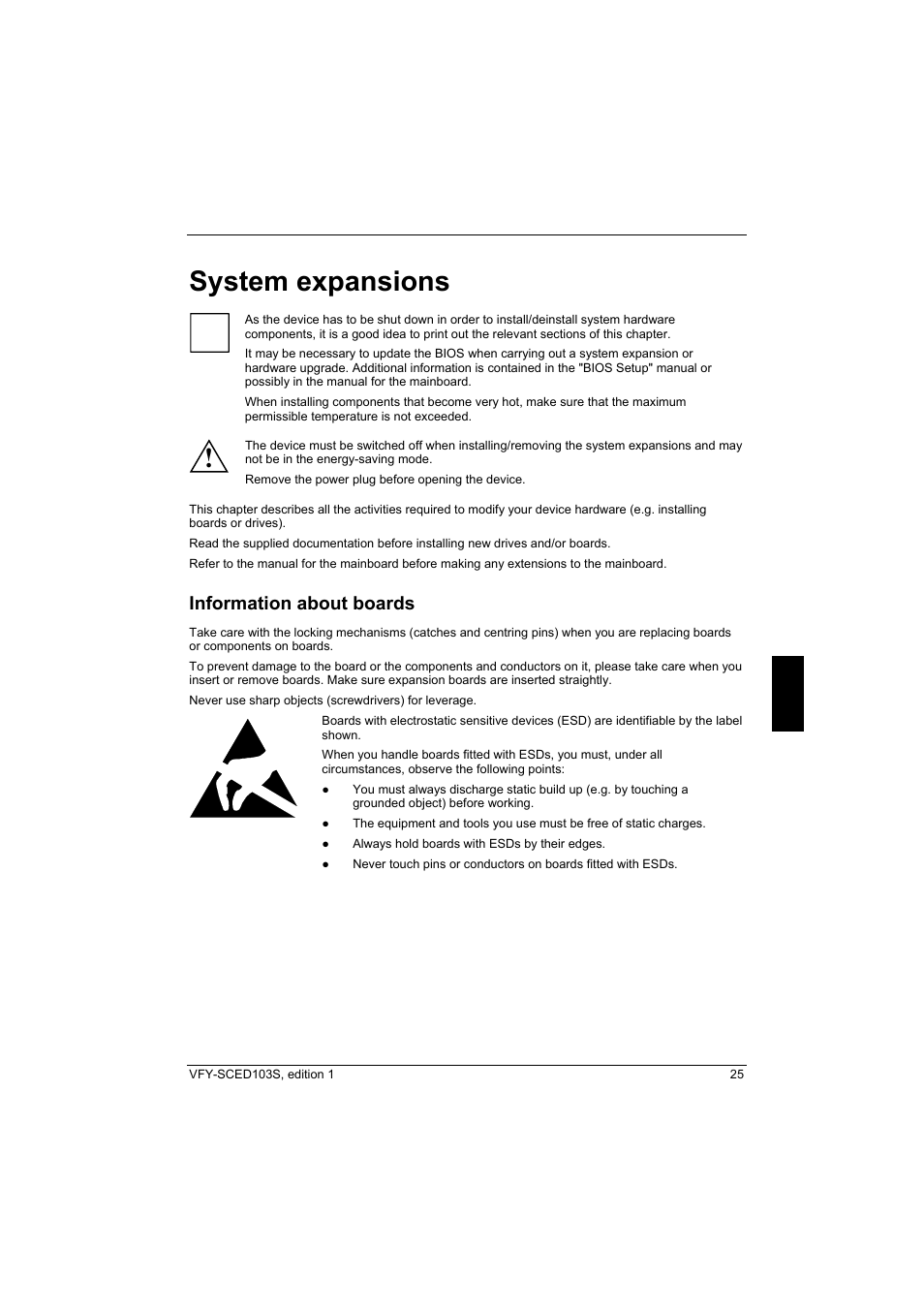 System expansions, Information about boards | Fujitsu Siemens Computers X103 SFF User Manual | Page 33 / 49