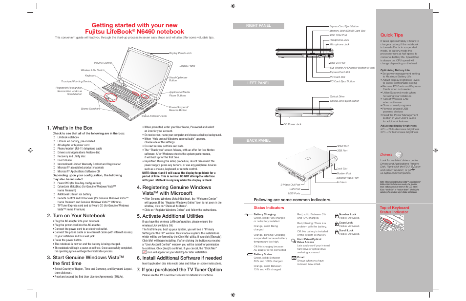 Fujitsu Siemens Computers LifeBook N6460 User Manual | 2 pages