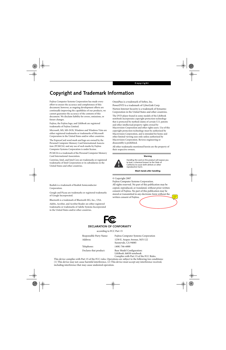 Copyright and trademark information | Fujitsu Siemens Computers A6030 User Manual | Page 3 / 120