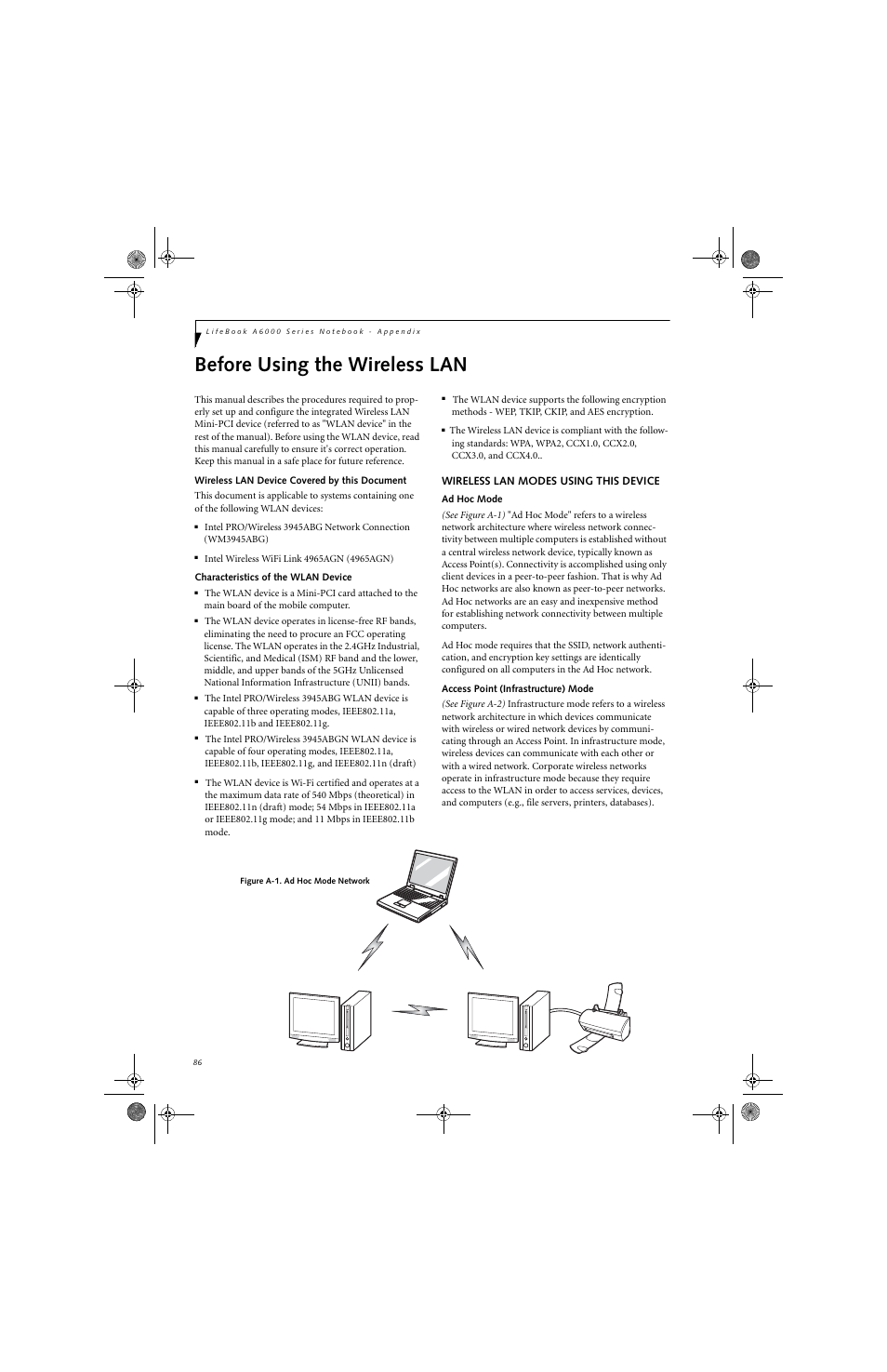 Before using the wireless lan | Fujitsu Siemens Computers A6030 User Manual | Page 96 / 120