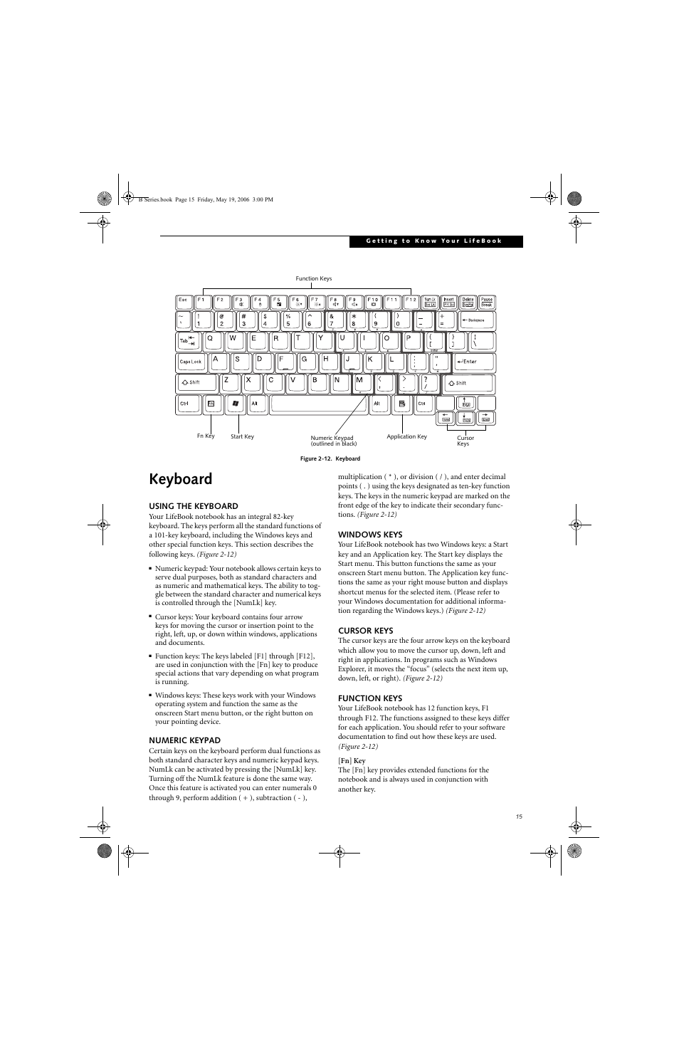 Keyboard | Fujitsu Siemens Computers LifeBook B6210 User Manual | Page 23 / 128