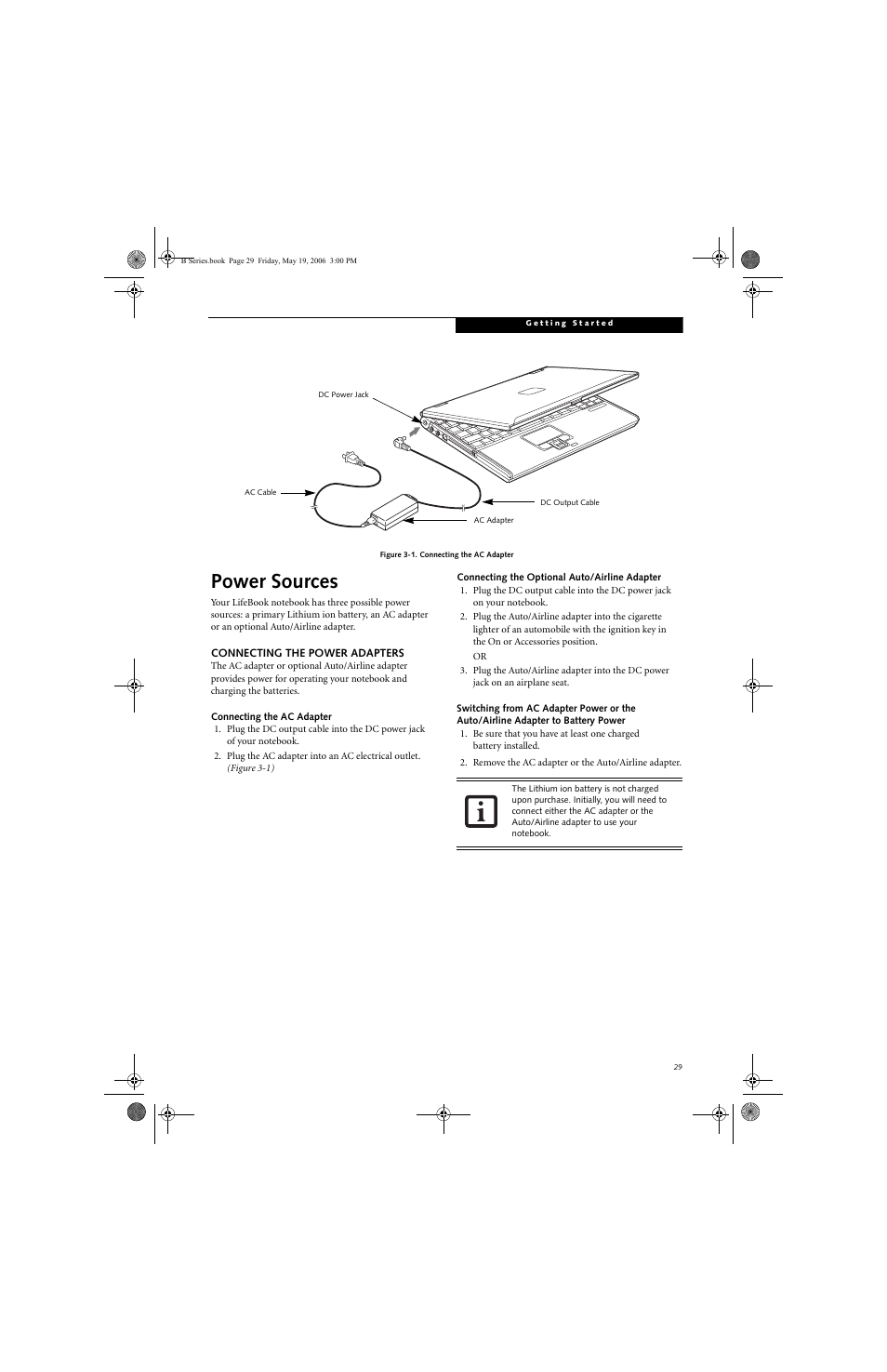 Power sources | Fujitsu Siemens Computers LifeBook B6210 User Manual | Page 37 / 128