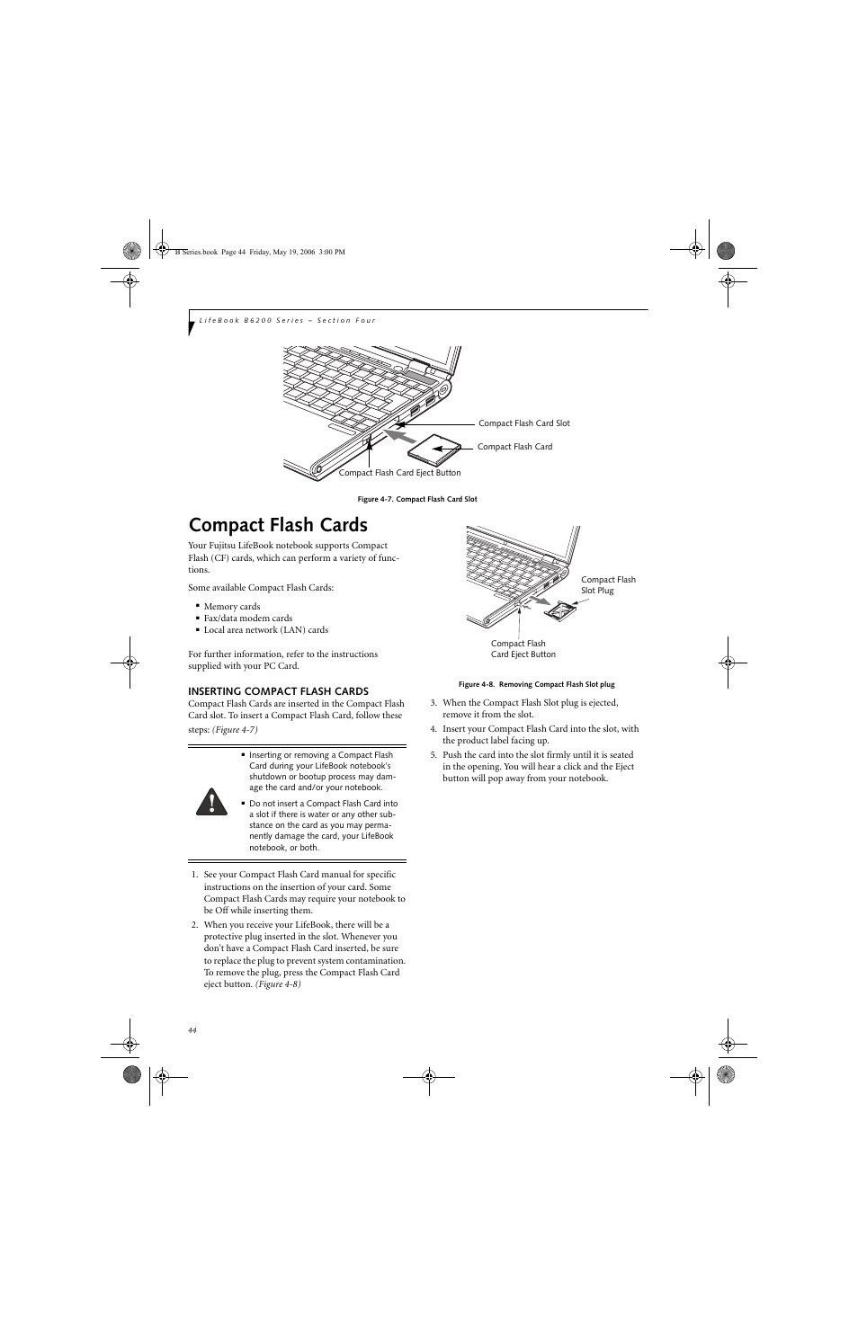 Compact flash cards | Fujitsu Siemens Computers LifeBook B6210 User Manual | Page 52 / 128
