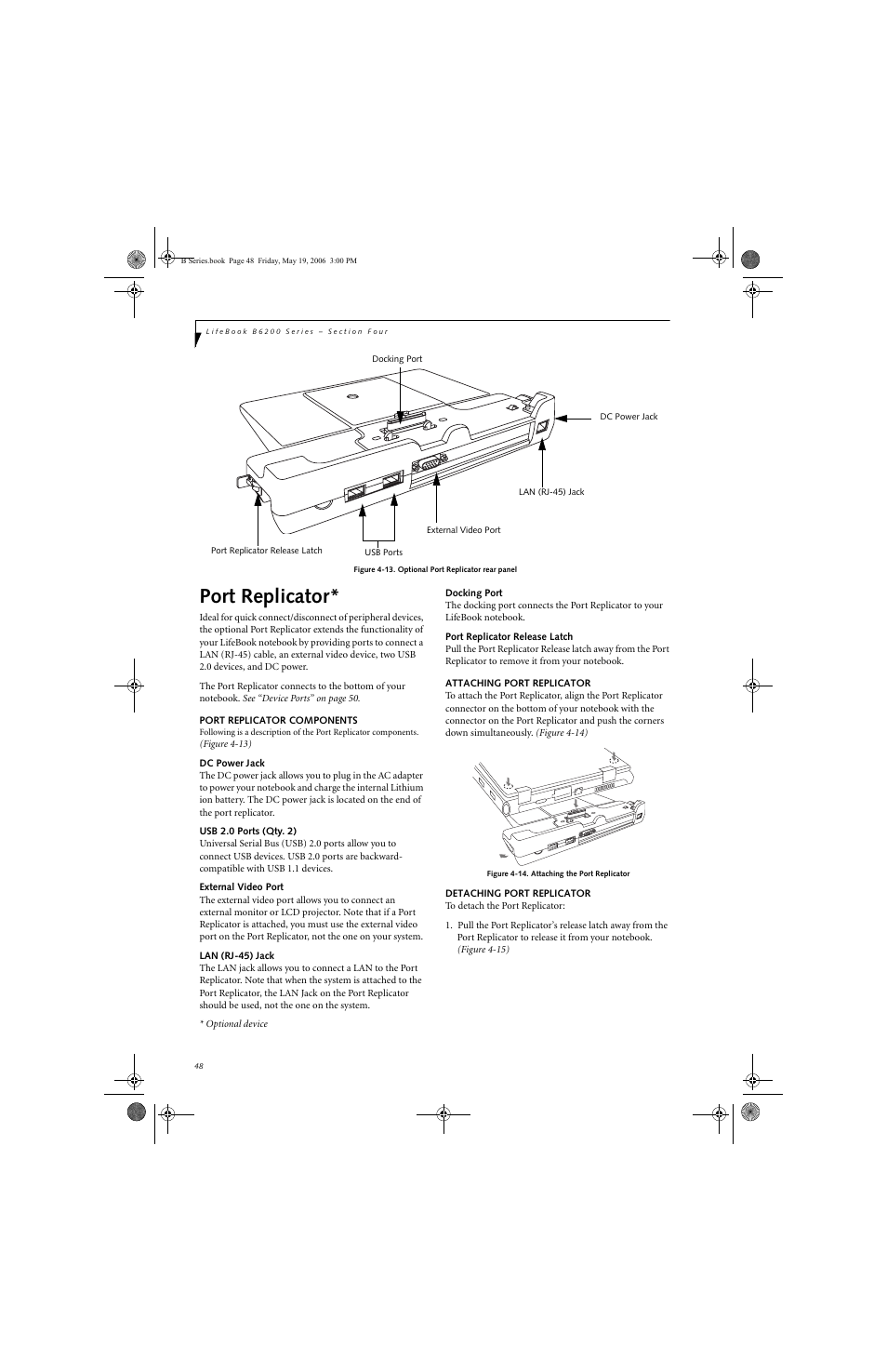 Port replicator | Fujitsu Siemens Computers LifeBook B6210 User Manual | Page 56 / 128