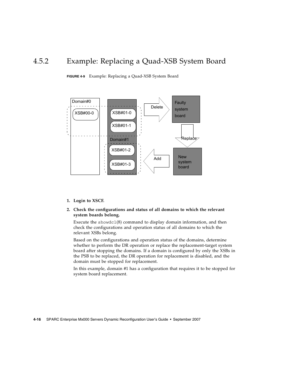 2 example: replacing a quad-xsb system board, Example: replacing a quad-xsb system board, Figure 4-9 | Fujitsu Siemens Computers SPARC Enterprise M8000 User Manual | Page 106 / 162