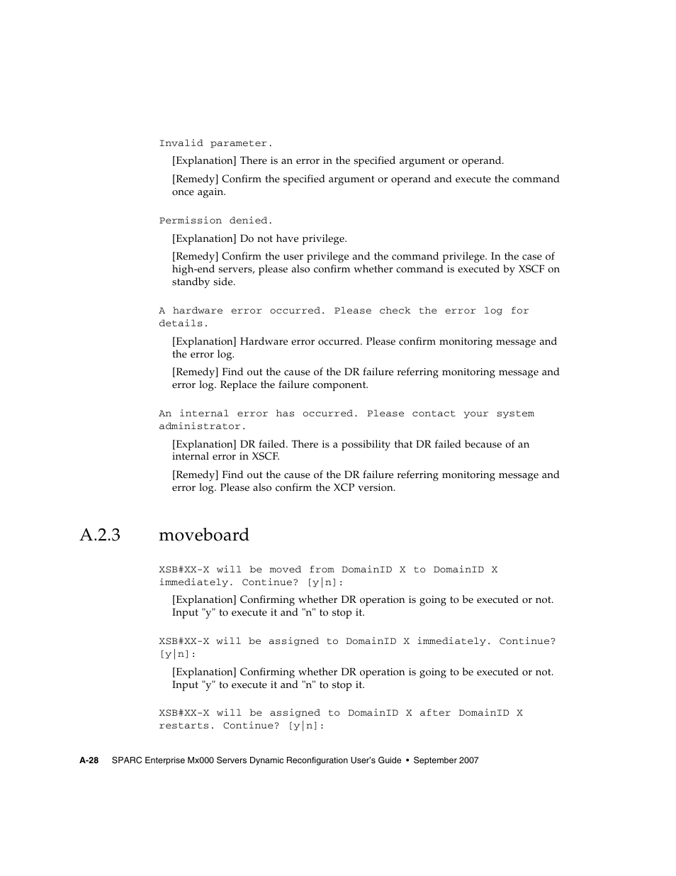 A.2.3 moveboard, A.2.3, Moveboard | A–28 | Fujitsu Siemens Computers SPARC Enterprise M8000 User Manual | Page 144 / 162