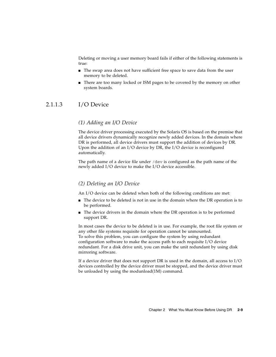 3 i/o device, I/o device, 1) adding an i/o device | 2) deleting an i/o device | Fujitsu Siemens Computers SPARC Enterprise M8000 User Manual | Page 41 / 162