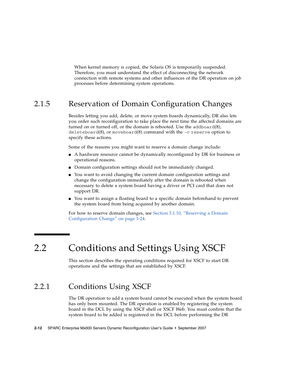 5 reservation of domain configuration changes, 2 conditions and settings using xscf, 1 conditions using xscf | Reservation of domain configuration changes, Conditions and settings using xscf, Conditions using xscf | Fujitsu Siemens Computers SPARC Enterprise M8000 User Manual | Page 44 / 162