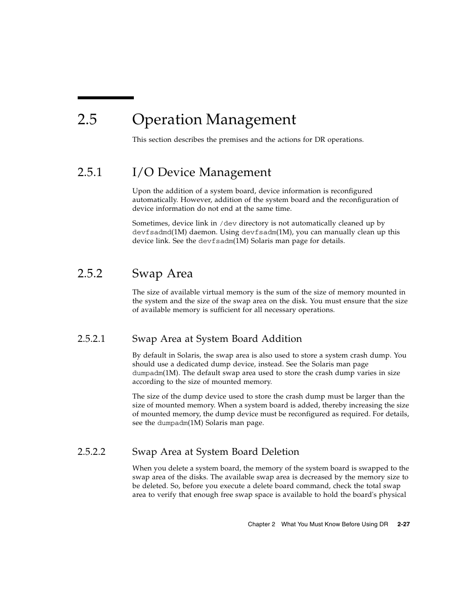 5 operation management, 1 i/o device management, 2 swap area | 1 swap area at system board addition, 2 swap area at system board deletion, Operation management, I/o device management, Swap area, Swap area at system board addition, Swap area at system board deletion | Fujitsu Siemens Computers SPARC Enterprise M8000 User Manual | Page 59 / 162