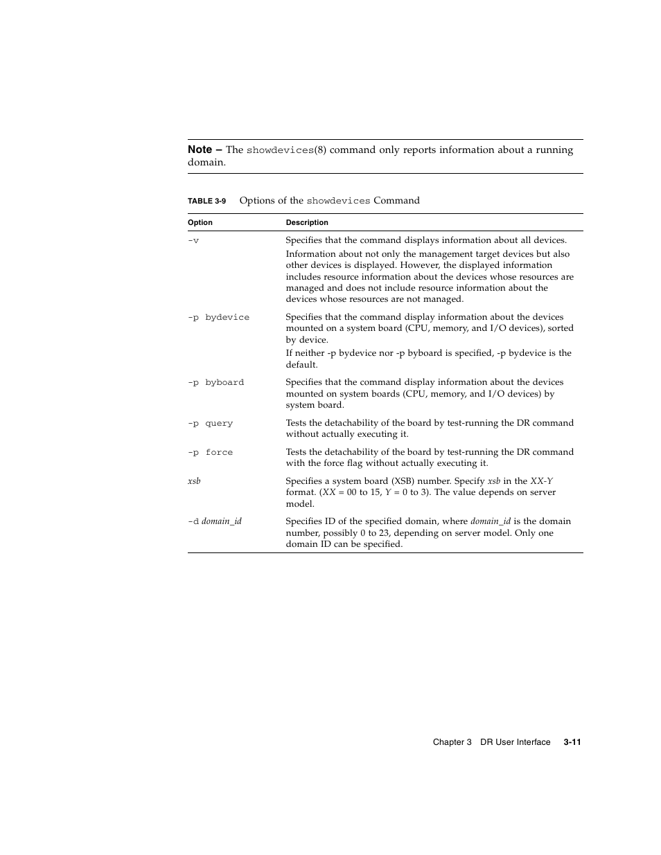 Table 3-9 | Fujitsu Siemens Computers SPARC Enterprise M8000 User Manual | Page 73 / 162