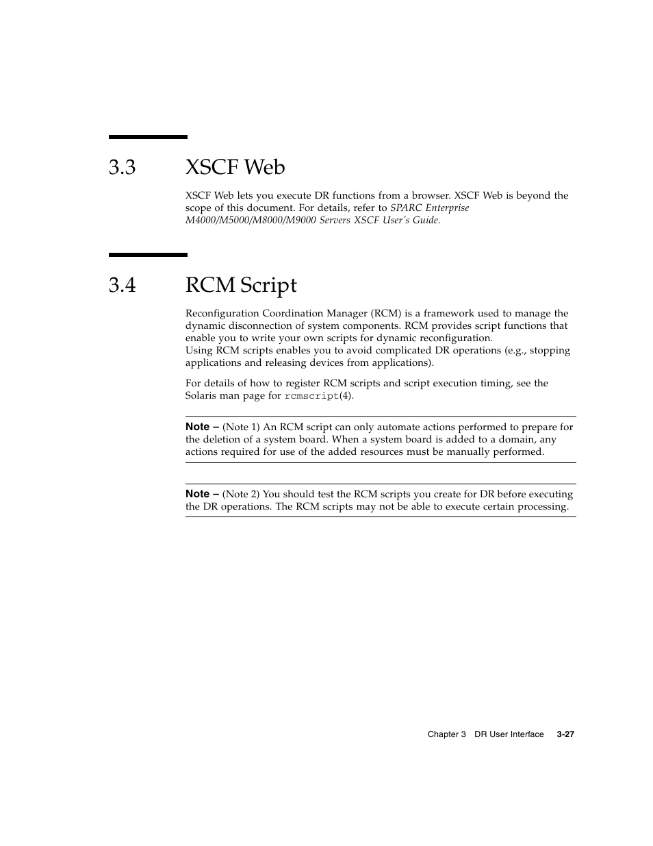 3 xscf web, 4 rcm script, Xscf web | Rcm script, Section 3.3, “xscf web” on | Fujitsu Siemens Computers SPARC Enterprise M8000 User Manual | Page 89 / 162