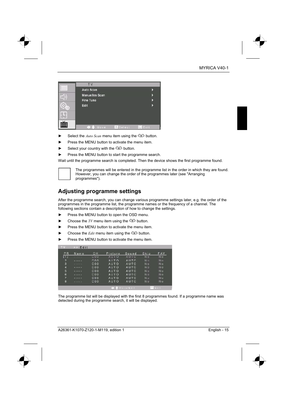 Adjusting programme settings | Fujitsu Siemens Computers V40-1 User Manual | Page 17 / 44