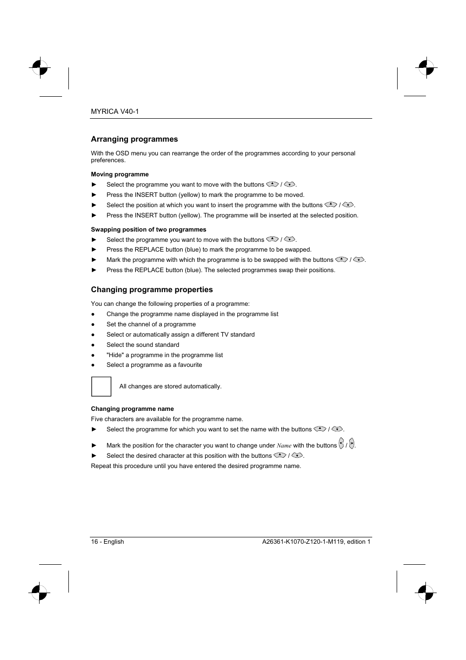 Arranging programmes, Changing programme properties | Fujitsu Siemens Computers V40-1 User Manual | Page 18 / 44